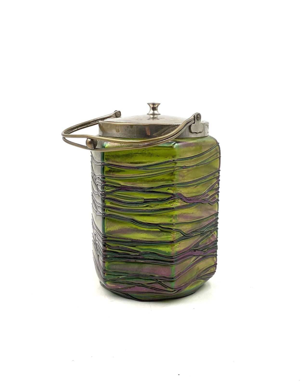photo buy Jugendstil Iridescent Glass Cookies Jar, Pallme & König Austria 1910 Ca.