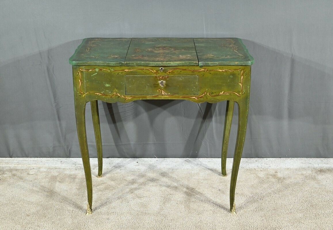 Small Painted Oak Dressing Table, Louis XV Style, Late 18th Century photo furniture
