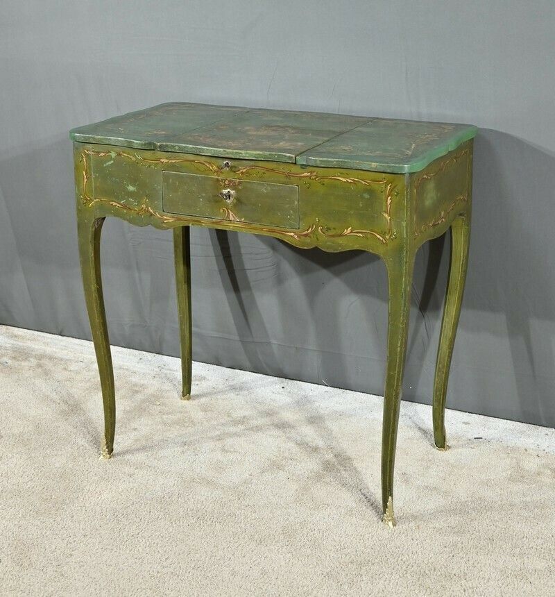 Small Painted Oak Dressing Table, Louis XV Style, Late 18th Century photo Furniture