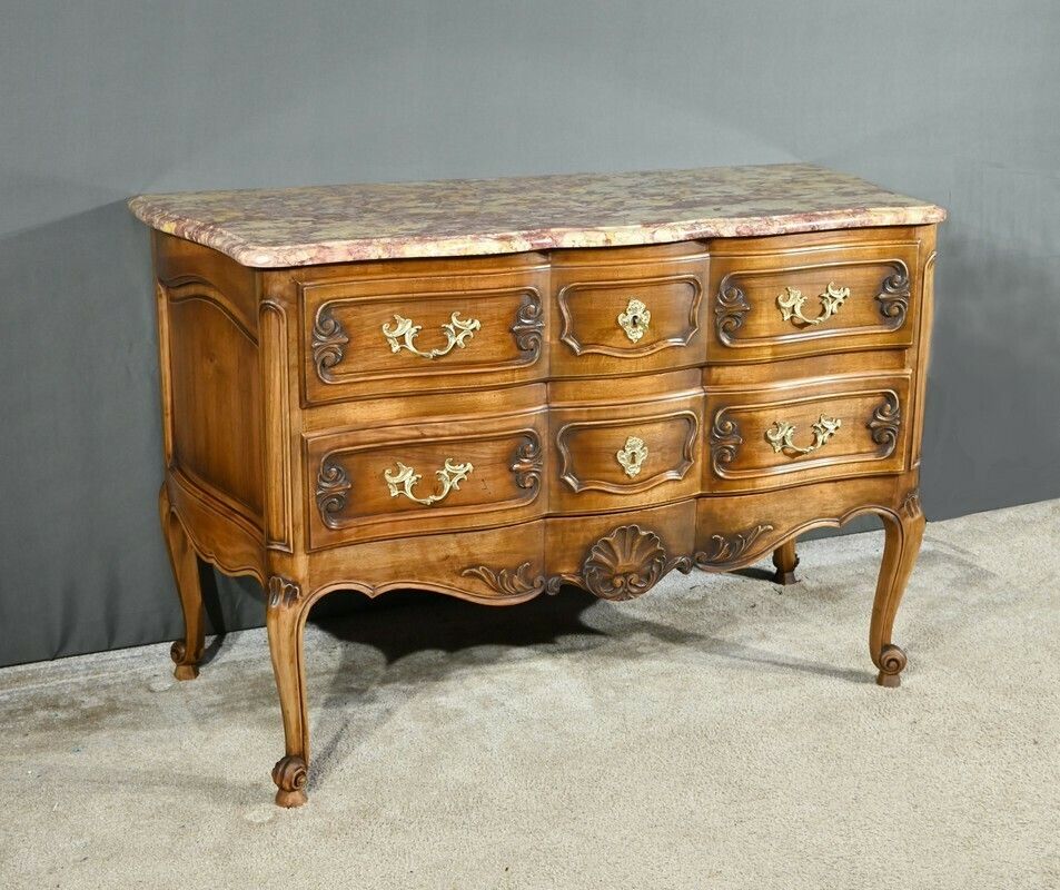 Walnut Sauté Crossbow Commode, Louis XV Style, Early 20th Century photo furniture