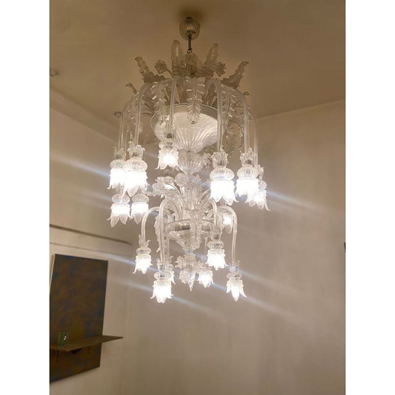 1970s Italian Style Murano Glass In Transparent Chandelier photo furniture