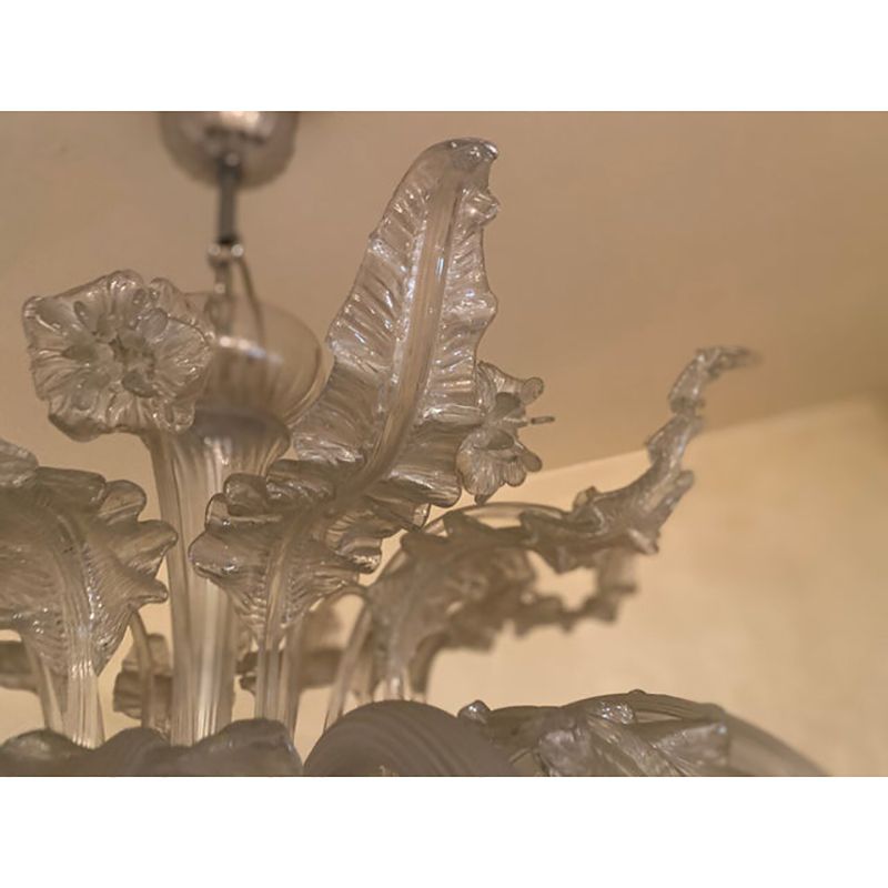 1970s Italian Style Murano Glass In Transparent Chandelier photo vinterior