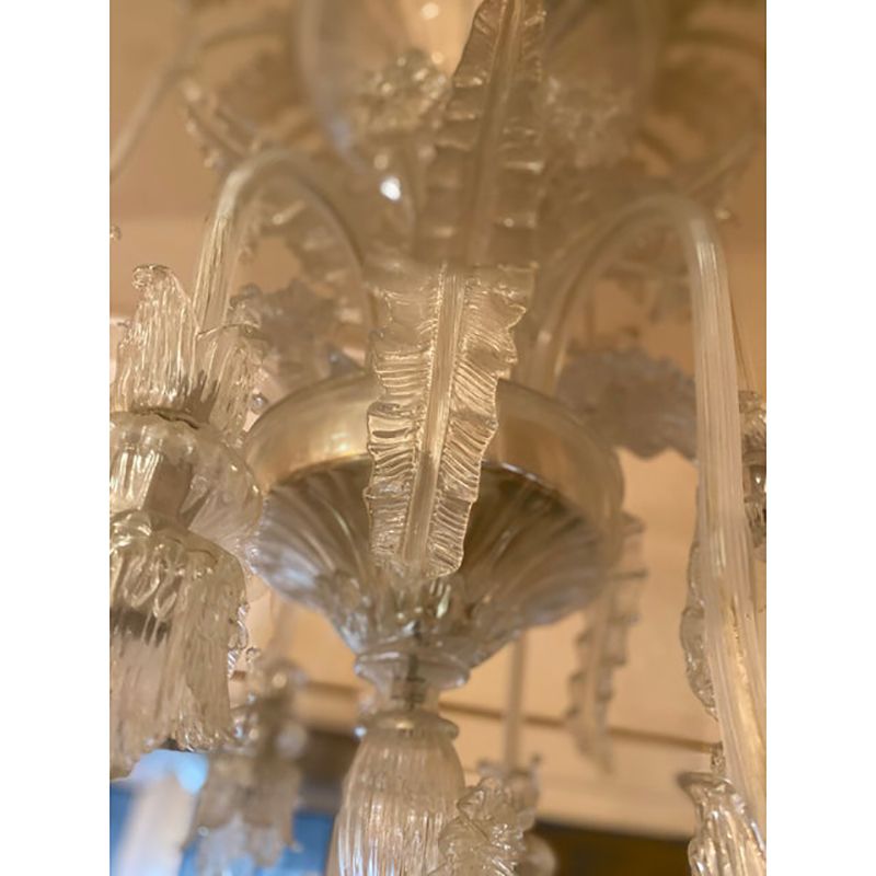 1970s Italian Style Murano Glass In Transparent Chandelier photo vintage