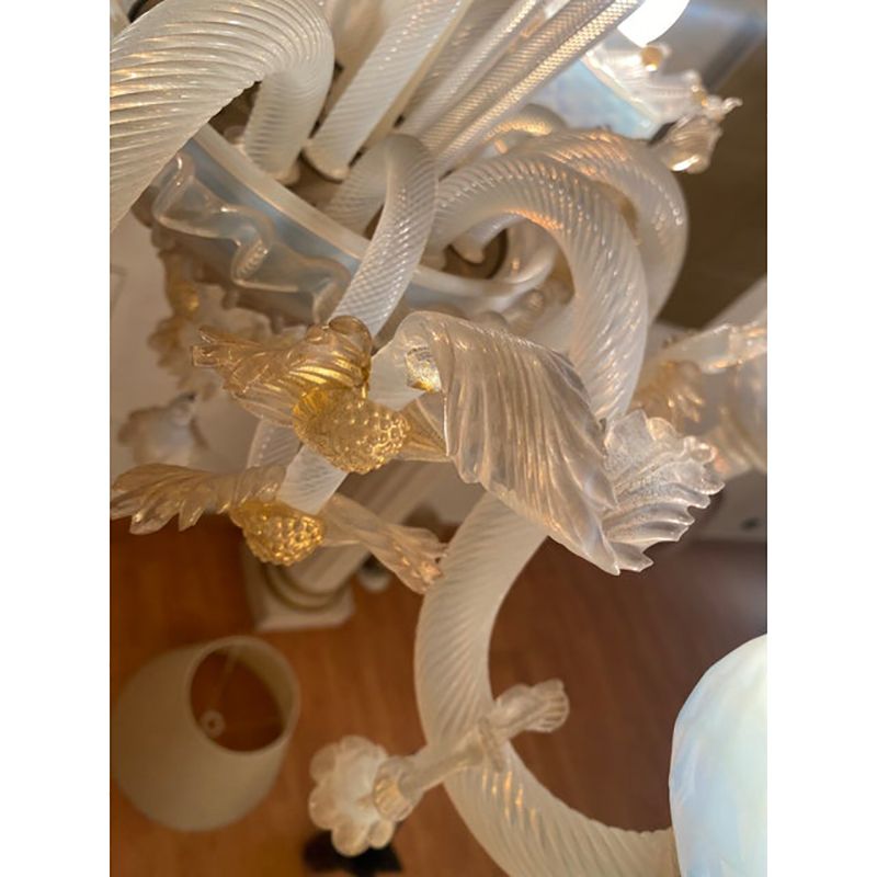 Lighting 1970s Italian Style Murano Glass Seta Color And Gold Chandelier photo