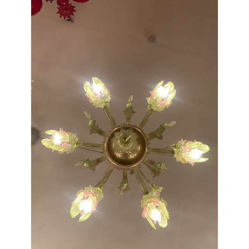 1970s Italian Style Murano Glass Multicolors With Flowers Chandelier photo furniture