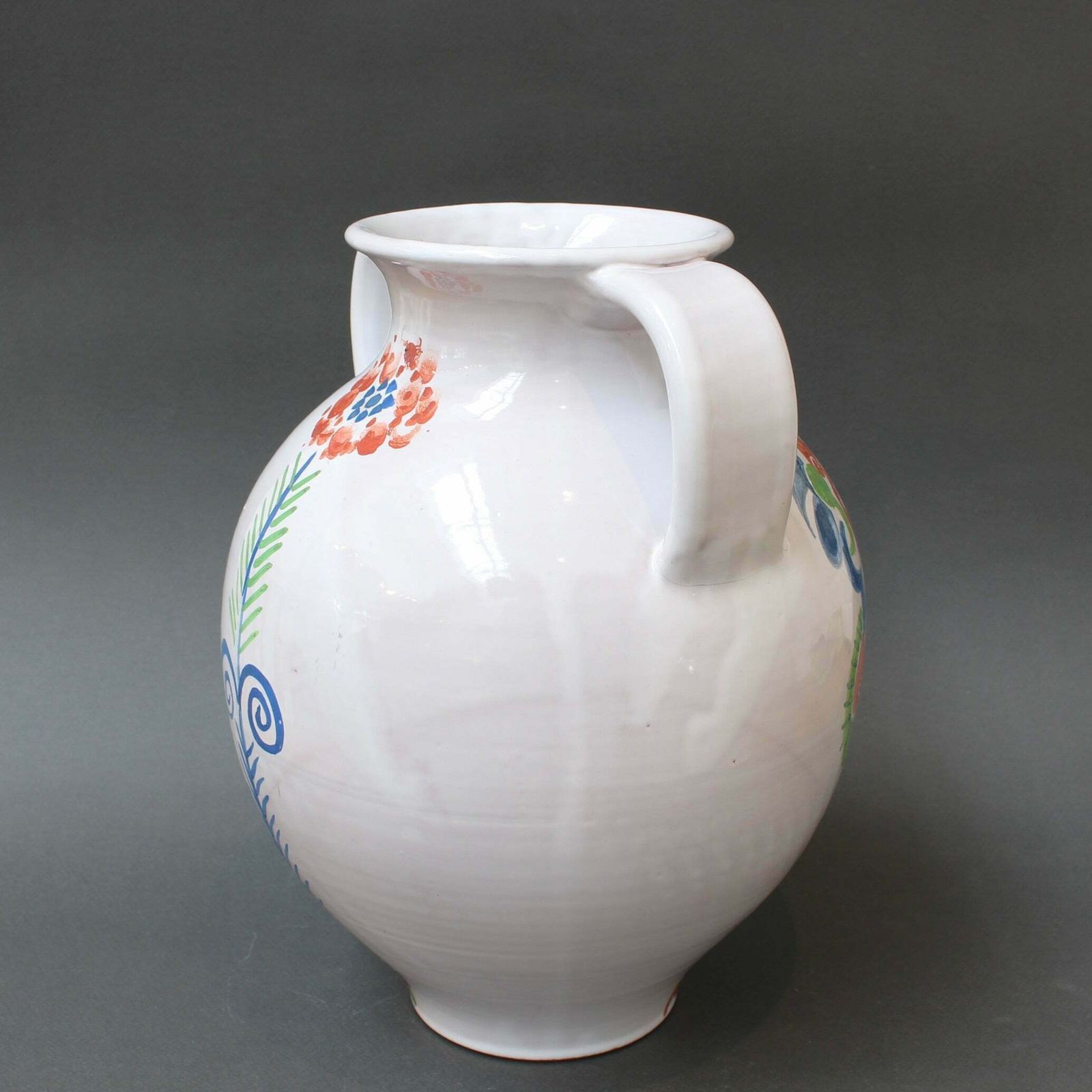 Vintage French Hand Painted Ceramic Vase By Roger Capron (Circa 1960s) photo vinterior