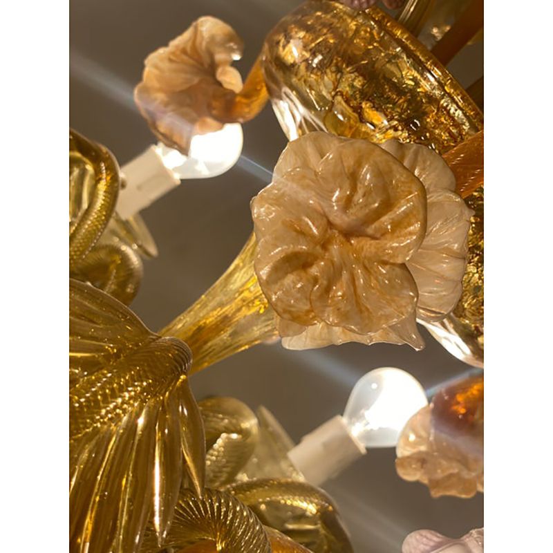 1970s Italian Style Murano Glass Multicolors With Flowers Chandelier photo 32800.0