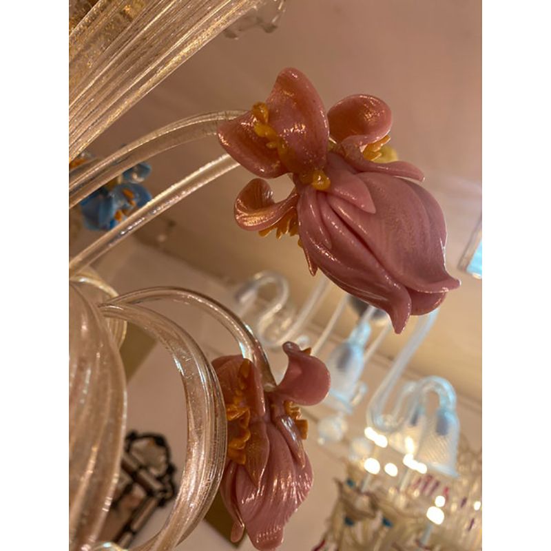 1970s Italian Style Murano Glass Multicolors With Flowers Chandelier photo buy