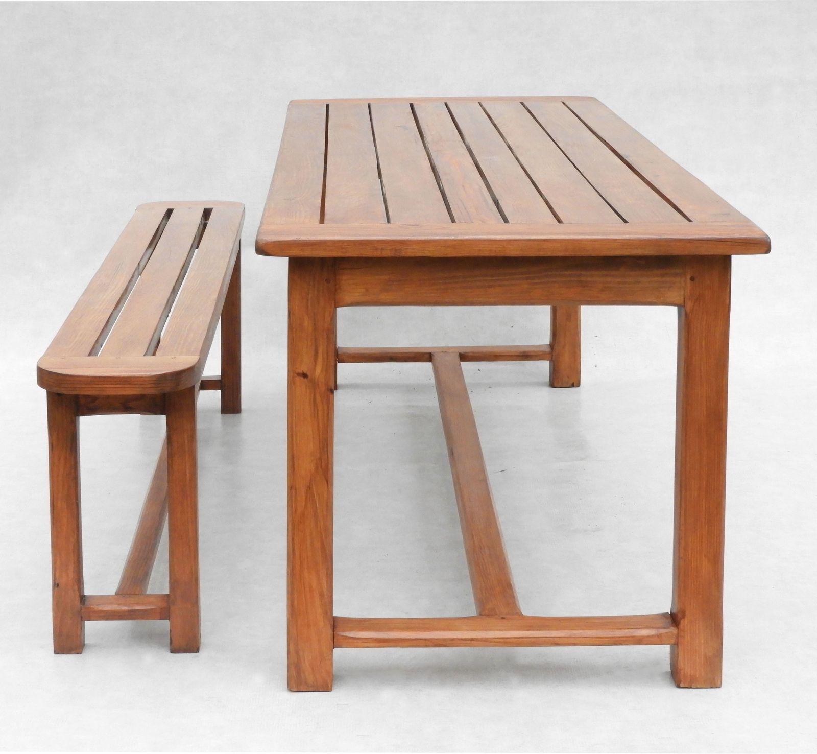 Vintage French Provincial Slatted Pine Outdoor Dining Tables (Seats 8) 2 Available