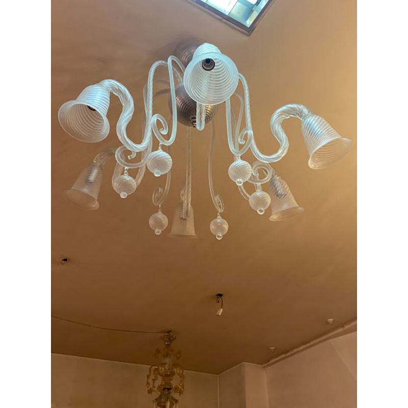 1970s Italian Style Murano Glass In Transparent Chandelier photo buy