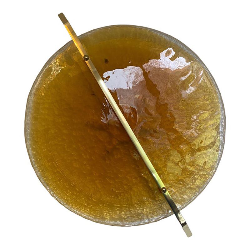 Italian Wall Light In Amber Murano Glass Disc And Brass Metal Frame