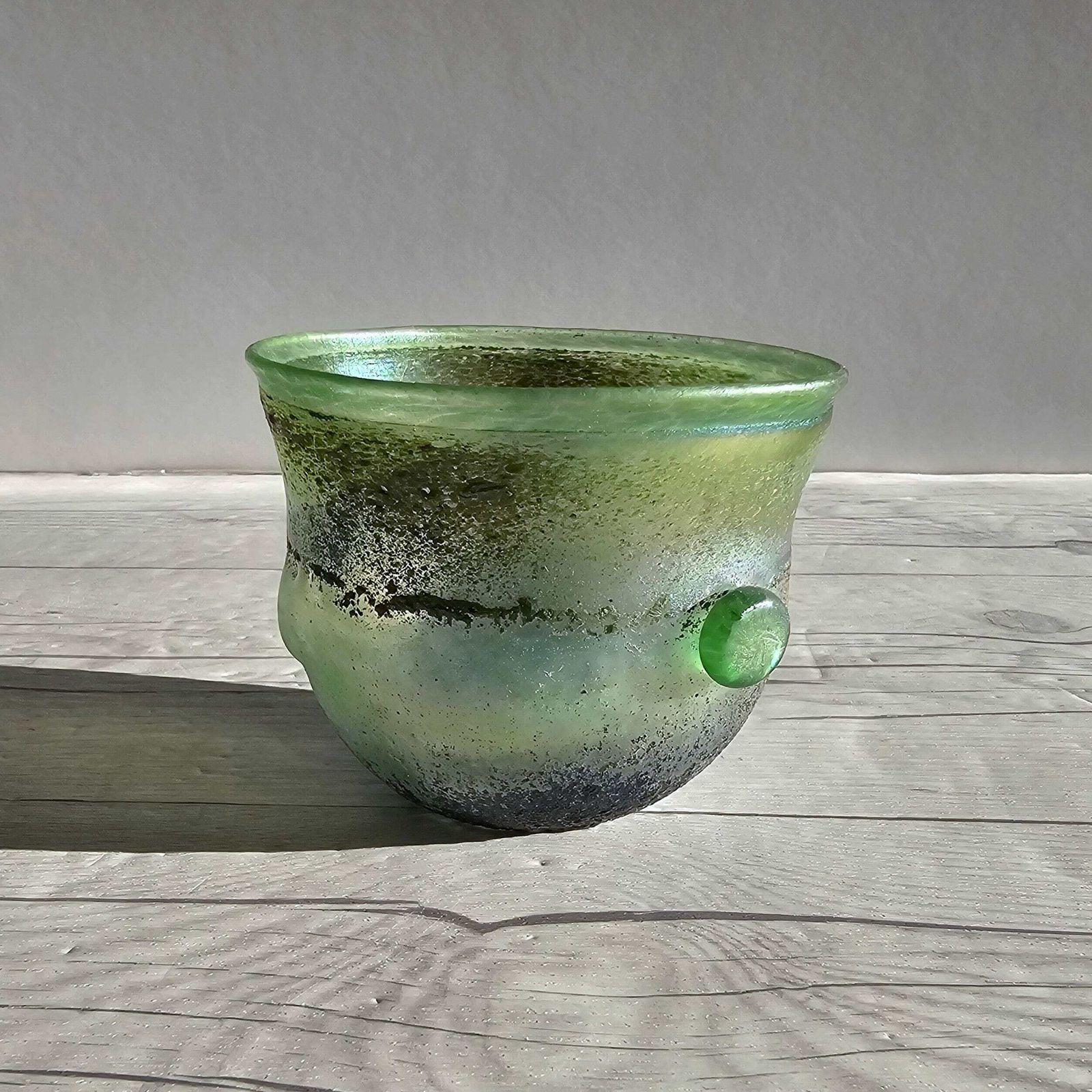 Bertil Vallien For Boda Glassworks, Handblown Iridescent Sandblast Art Glass Bowl, Unique, 1960s 71 photo for sale
