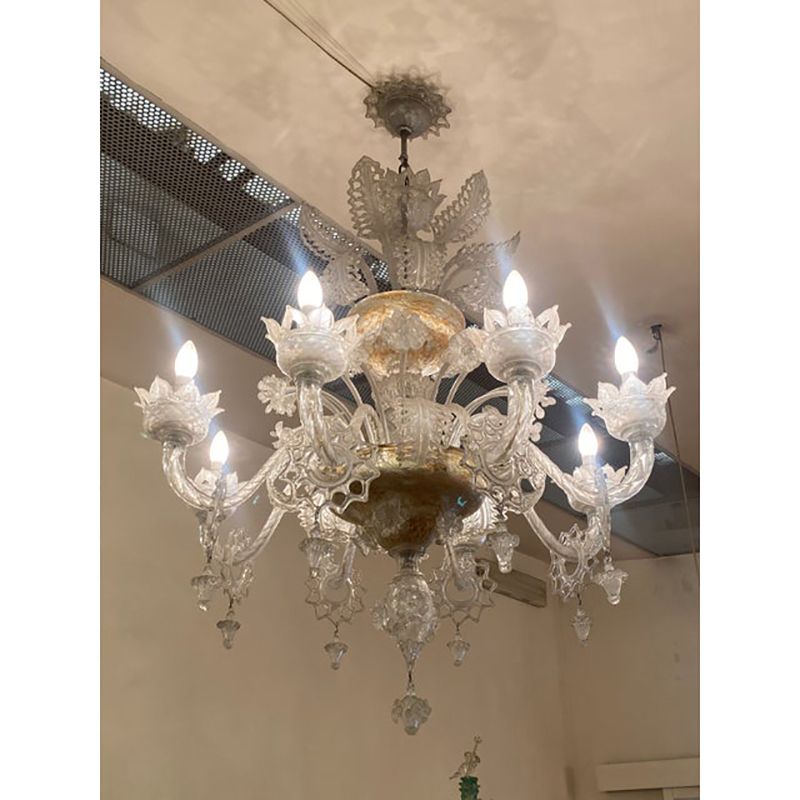 24500.0 1970s Italian Style Murano Glass Transparent Chandelier photo