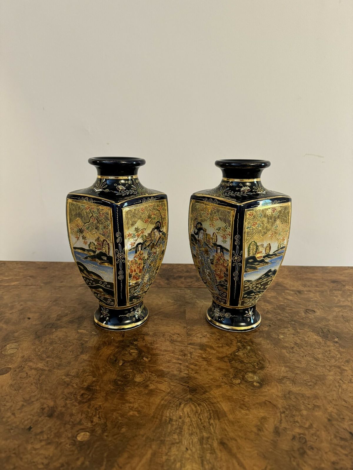 Outstanding Quality Pair Of Antique Japanese Satsuma Vases photo Home Decor