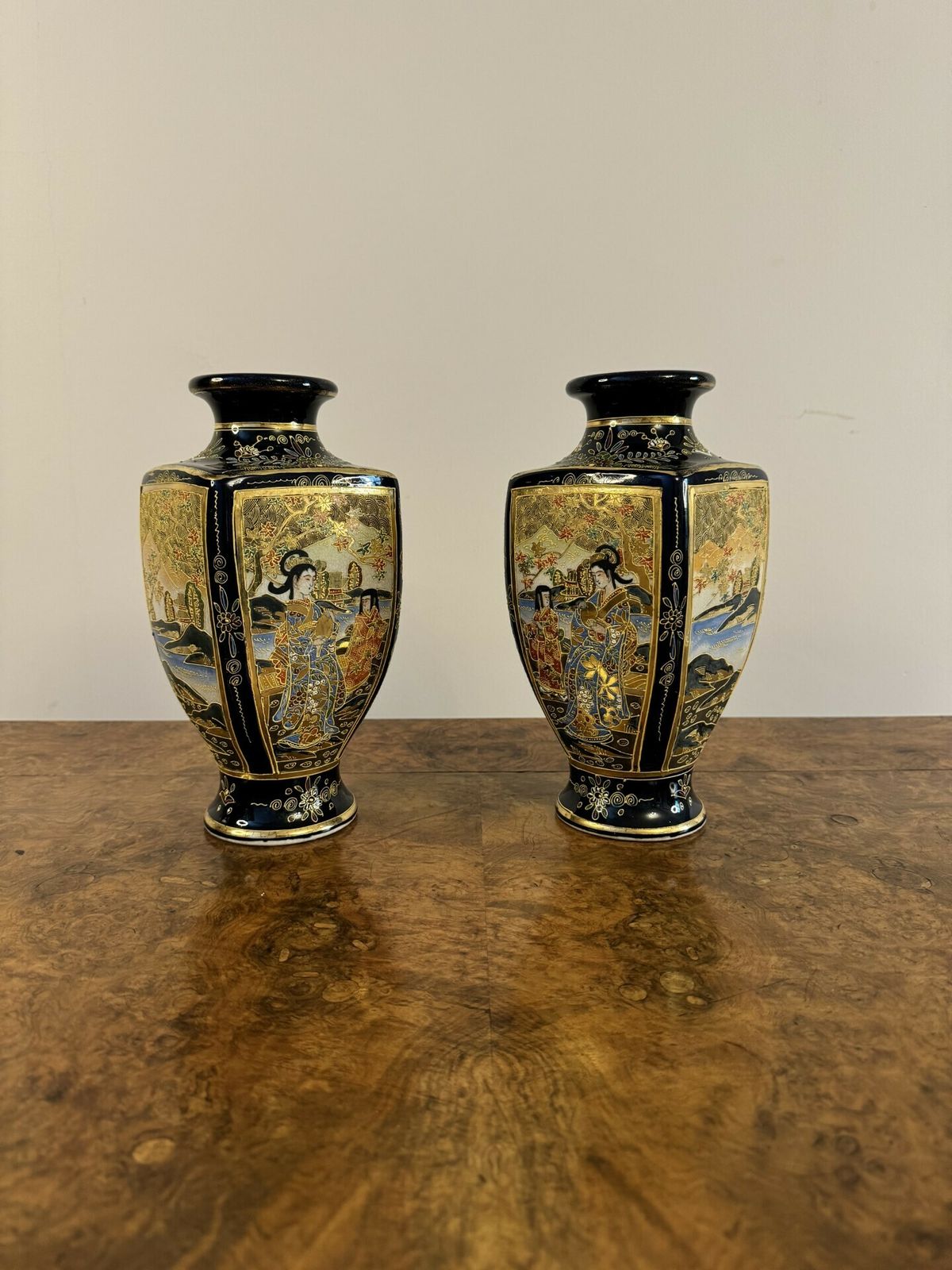 Outstanding Quality Pair Of Antique Japanese Satsuma Vases photo buy