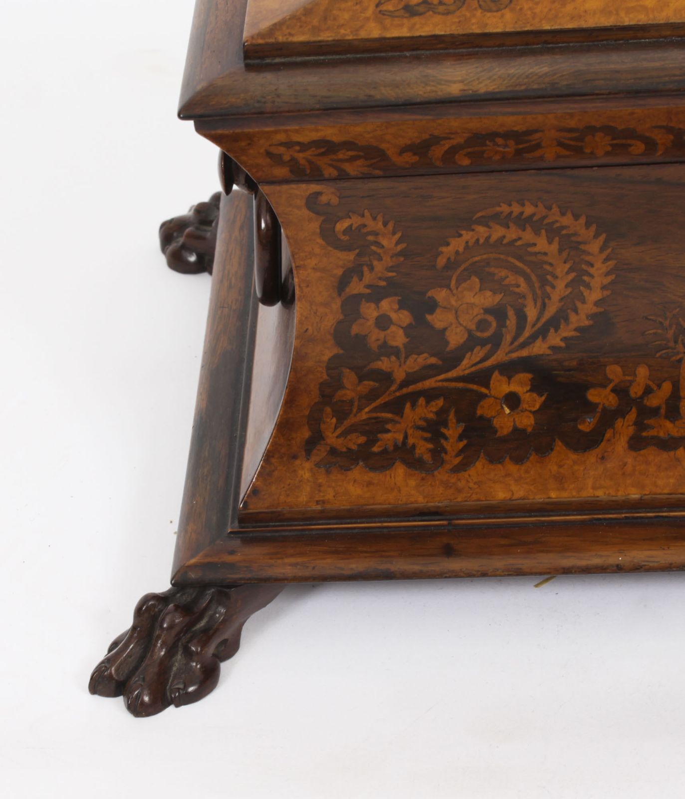 Antique George IV Gonçalo Alves & Amboyna Marquetry Tea Caddy C1825 19th C photo buy