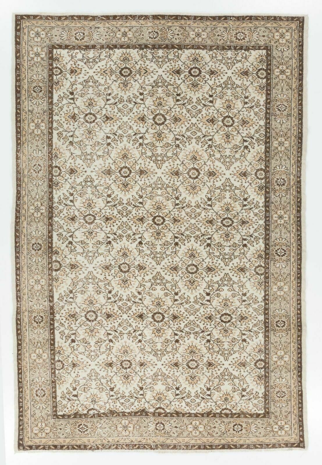 6.6x9.8 Ft Floral Patterned Handmade Vintage Central Anatolian Area Rug