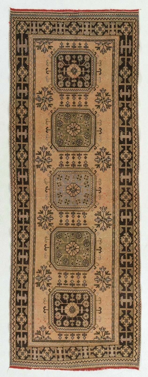 4.2x11.4 Ft Vintage Anatolian Runner Rug. Hand Knotted Carpet For Hallway