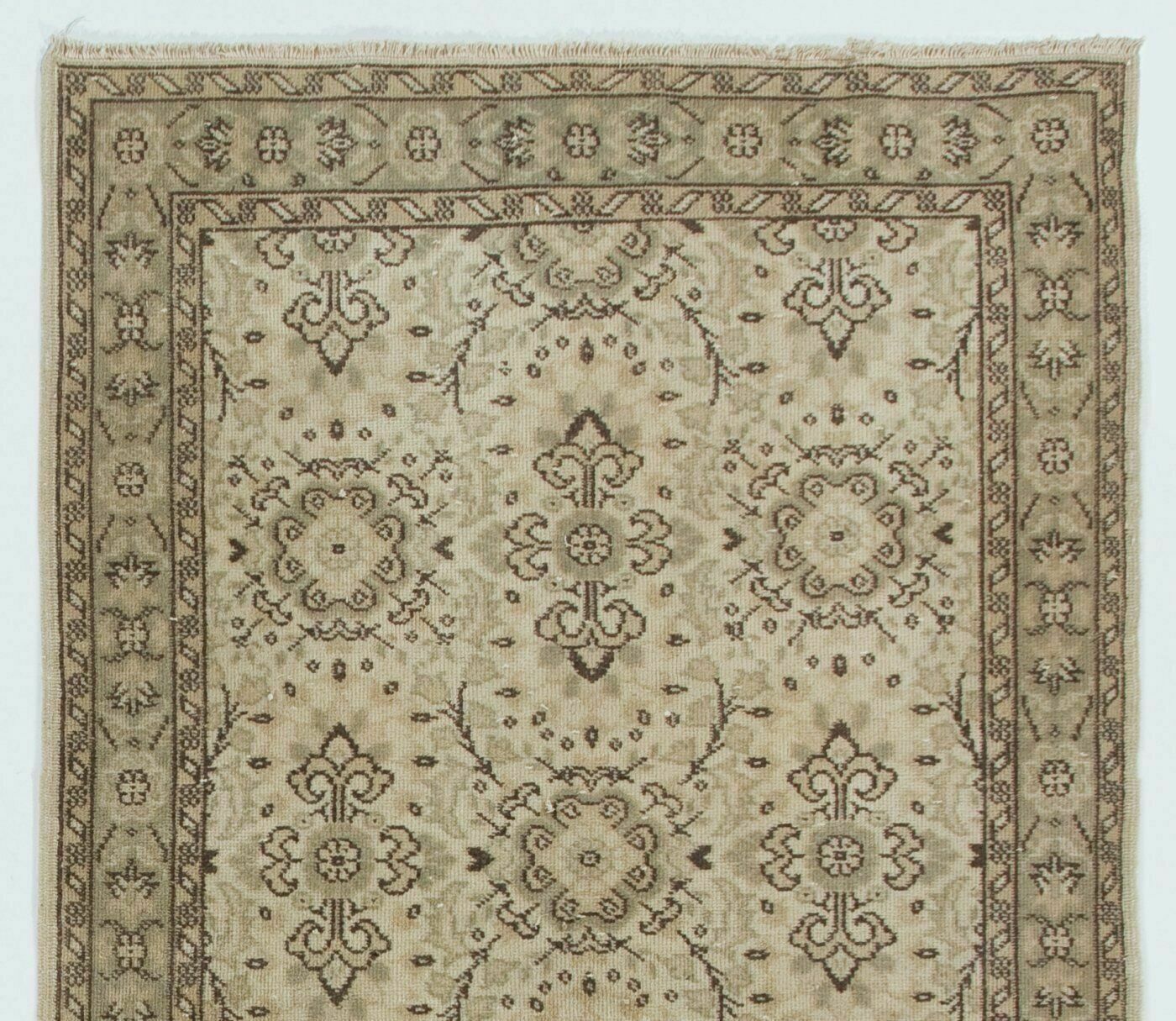 4x7 Ft Mid Century Vintage Handmade Turkish Oushak Rug With Floral Design photo furniture