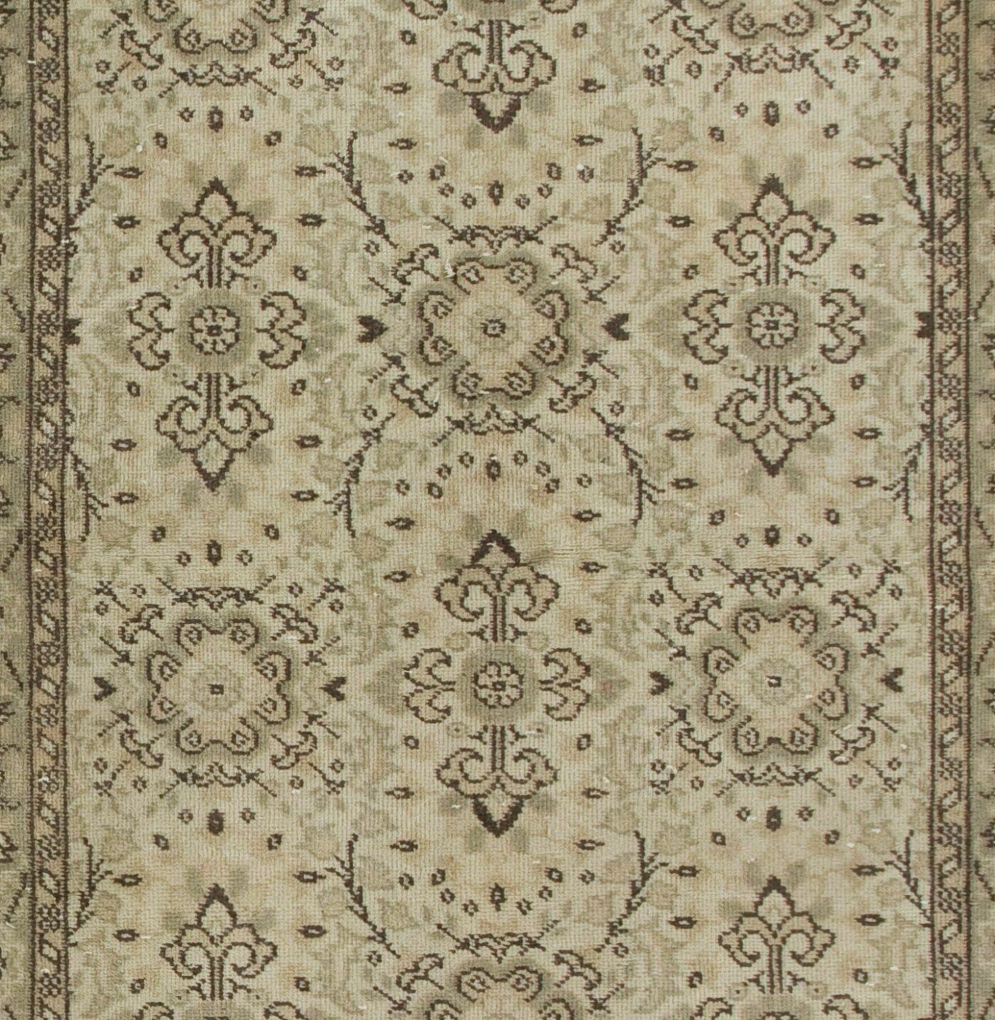 4x7 Ft Mid Century Vintage Handmade Turkish Oushak Rug With Floral Design photo Textiles
