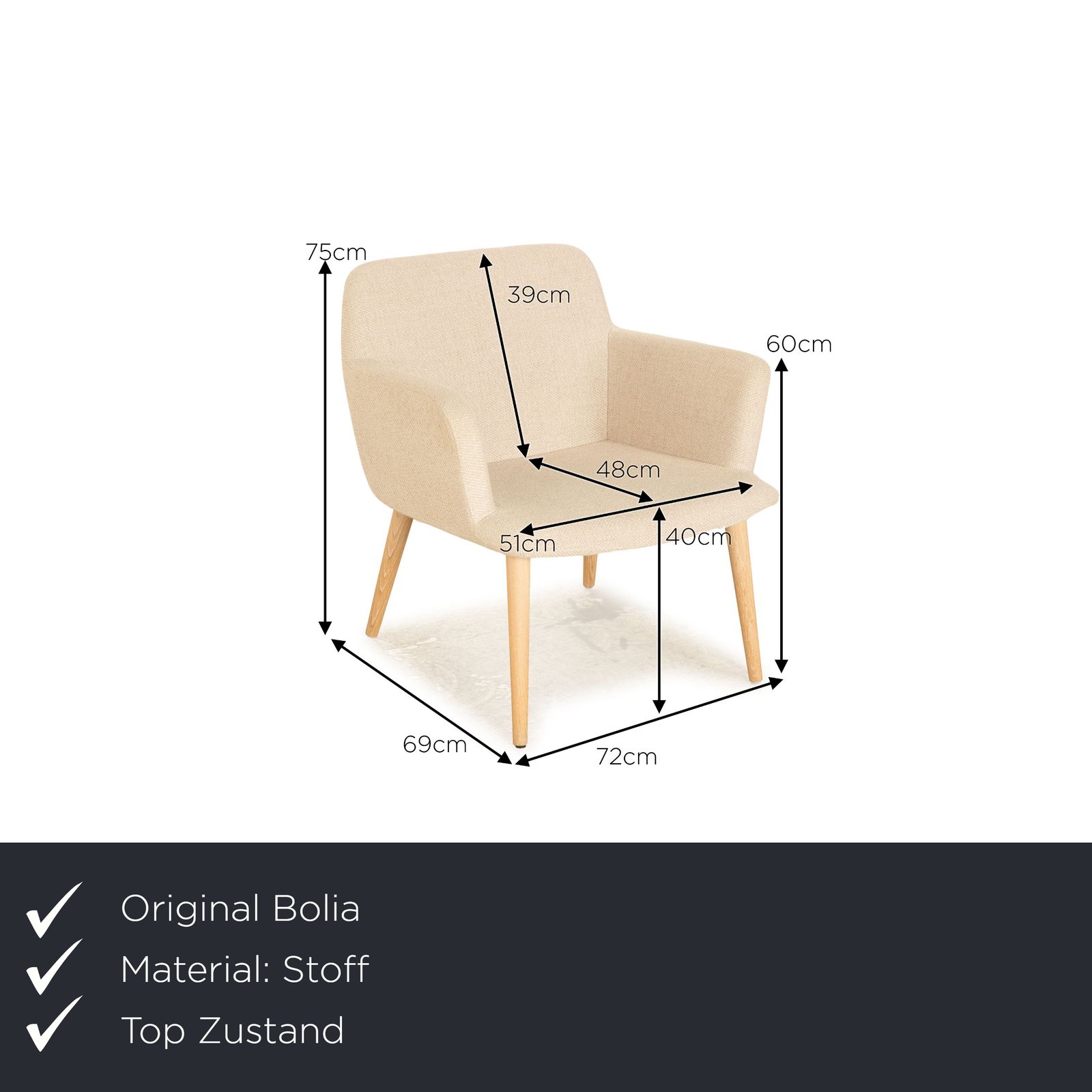 Fauteuil Bolia C3 en tissu crème photo furniture