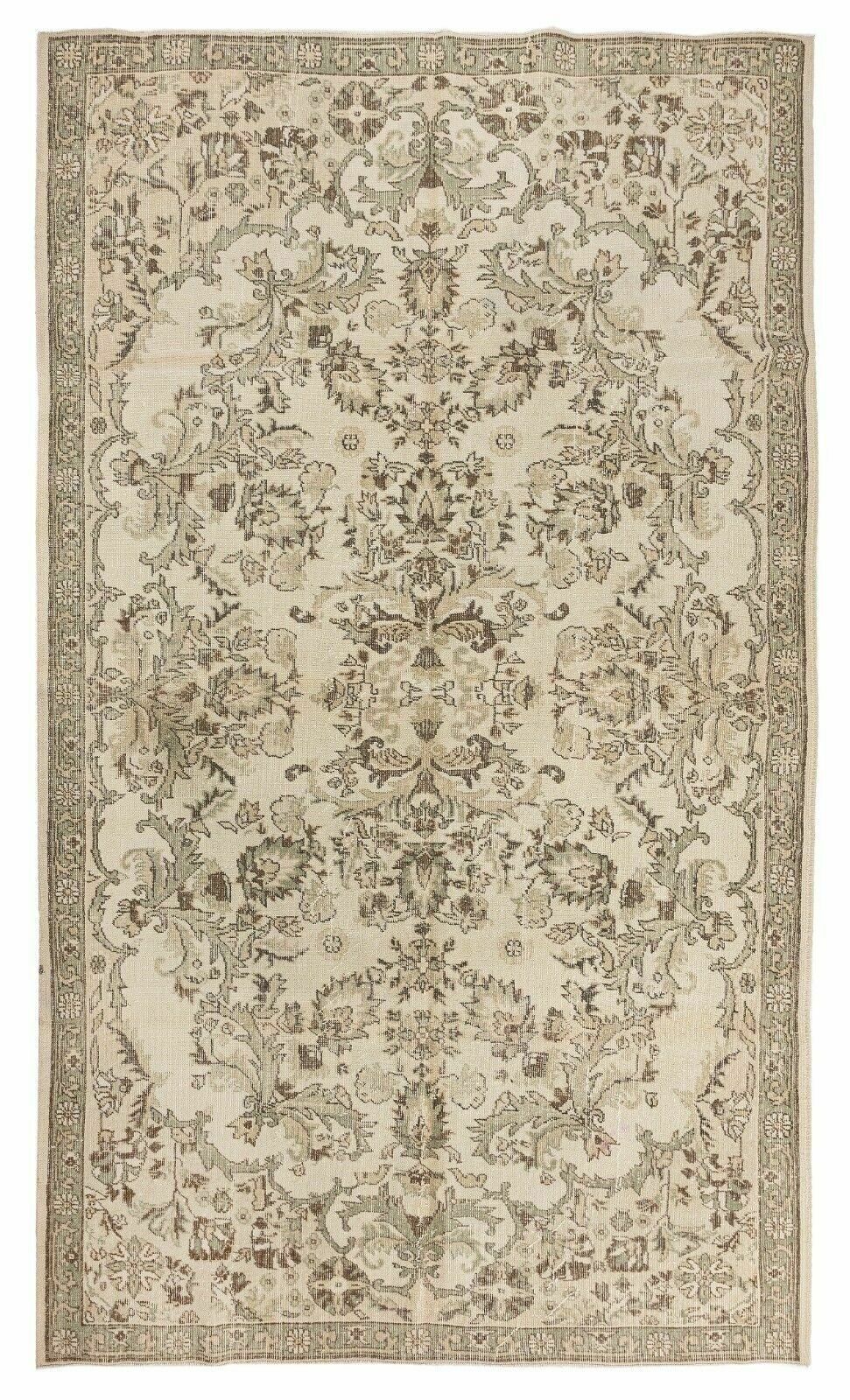 6.6 X 10 Ft Vintage Handmade Authentic Turkish Rug. Wool Carpet