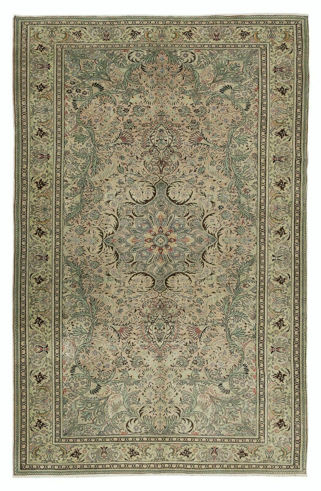 6.3x9.7 Ft Central Anatolian Handmade Vintage Area Rug, Wool Living Room Carpet