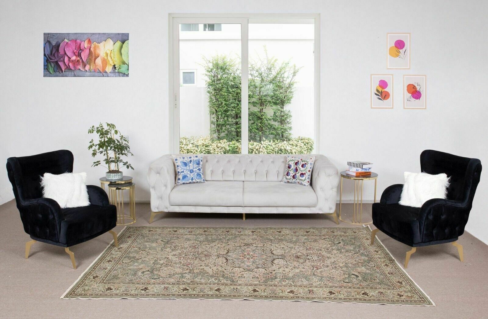 6.3x9.7 Ft Central Anatolian Handmade Vintage Area Rug, Wool Living Room Carpet photo furniture