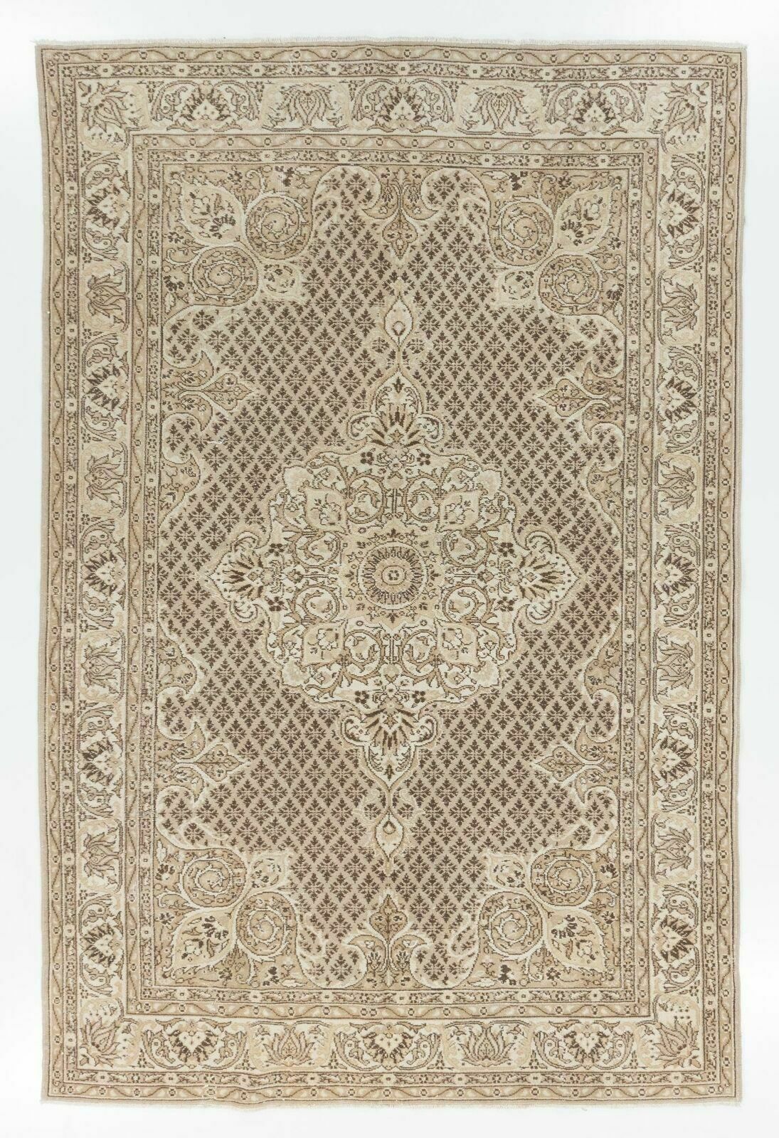 7x10.4 Ft Vintage "Antique Washed" Turkish Oushak Area Rug