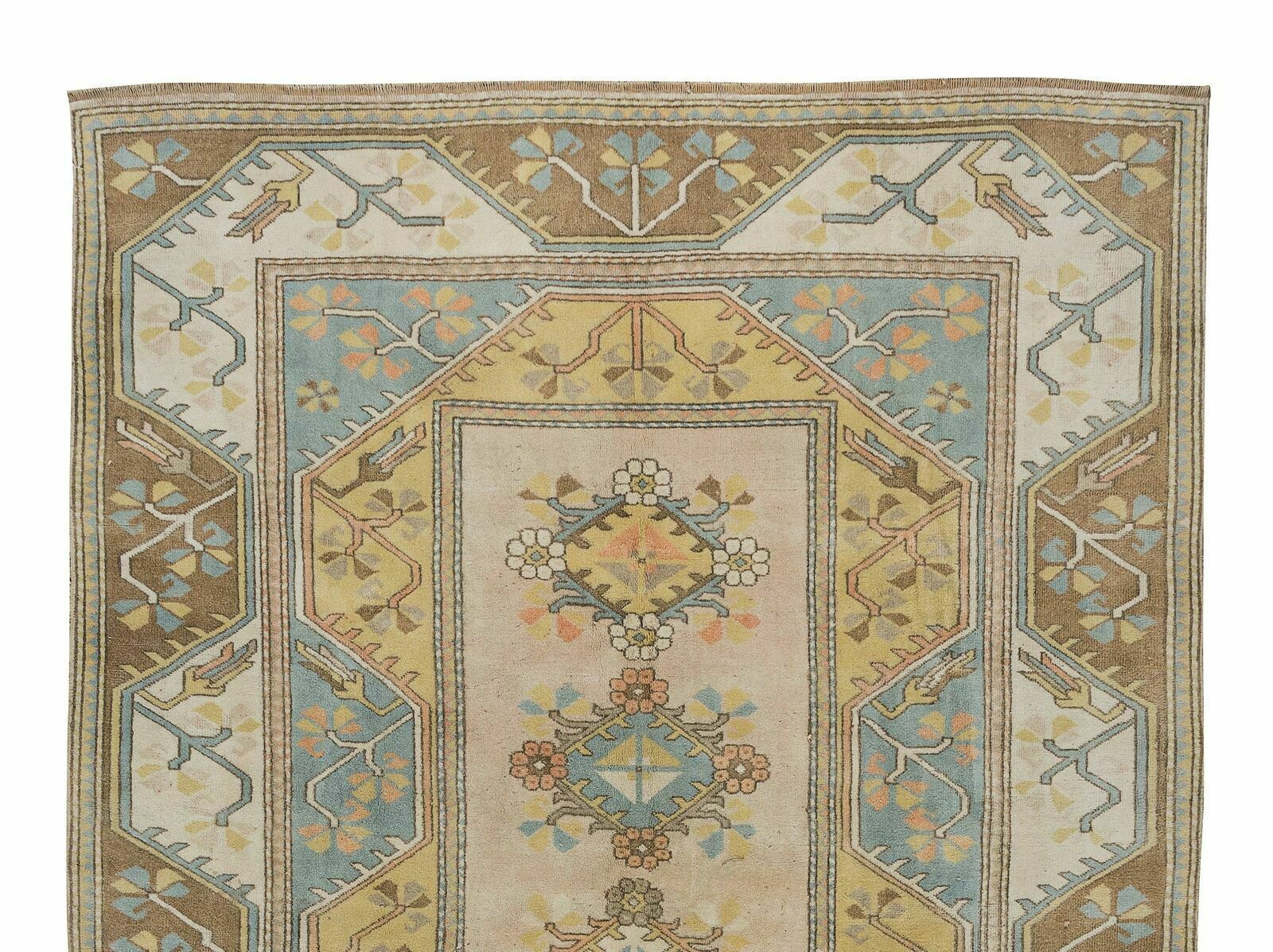 Turkish Milas Rug, Vintage Geometric Pattern Hand Knotted Wool Carpet photo Textiles