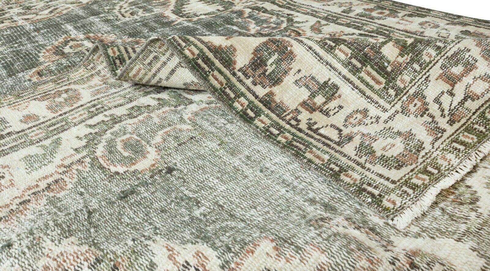 5.3x8.2 Ft Hand Knotted Turkish Oushak Rug, Vintage Wool Carpet photo for sale