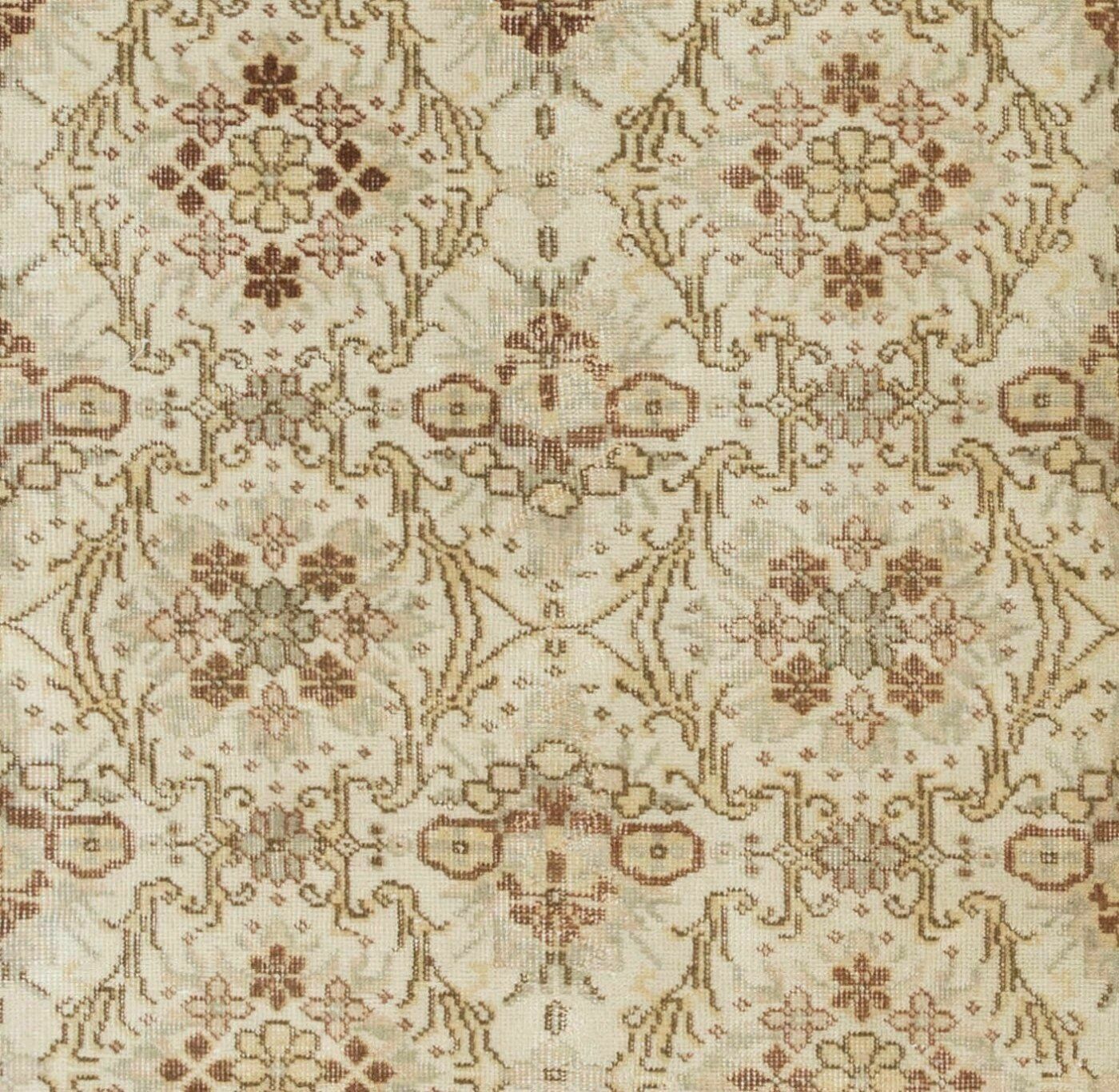 4x6.8 Ft Hand Knotted Vintage Turkish Oushak Rug With Floral Design photo Textiles