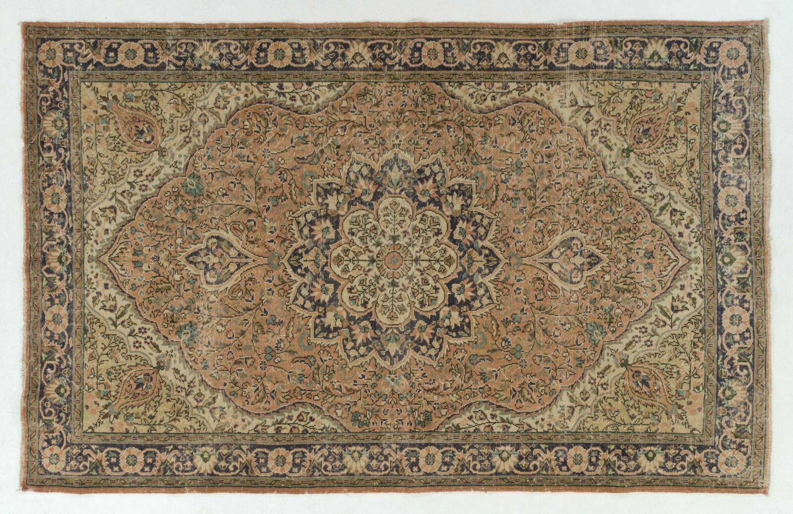 6.7x10.5 Ft Handmade Vintage Turkish Oushak Rug In Faded Rose photo 777.0