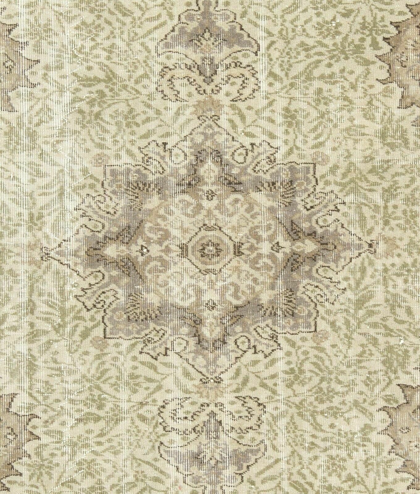 5.6x7.7 Ft Handmade Anatolian Oushak Wool Rug With Medallion Design photo for sale