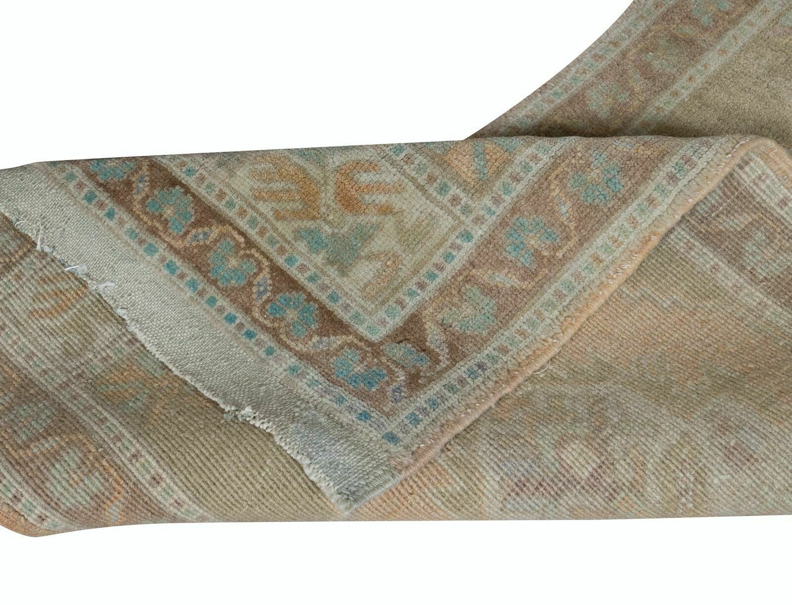 1.7x3.3 Ft Faded Oushak Small Rug, Handmade Door Mat, Beige Turkish Bath Mat photo for sale