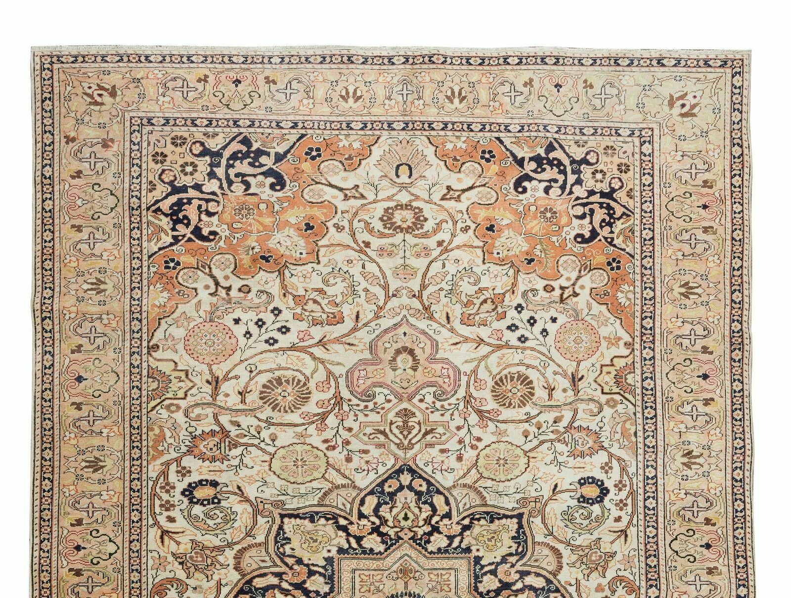 6.4x10 Ft Vintage Handmade Turkish Wool Area Rug With Medallion Design photo Textiles