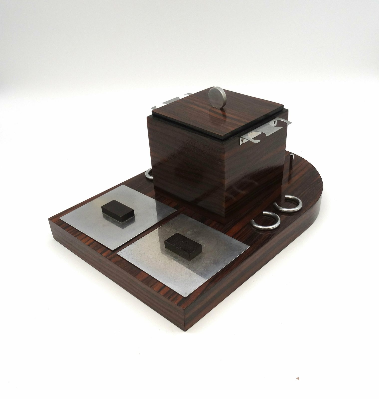Rare Art Deco Rosewood Pipe Stand Holder Box France 1930