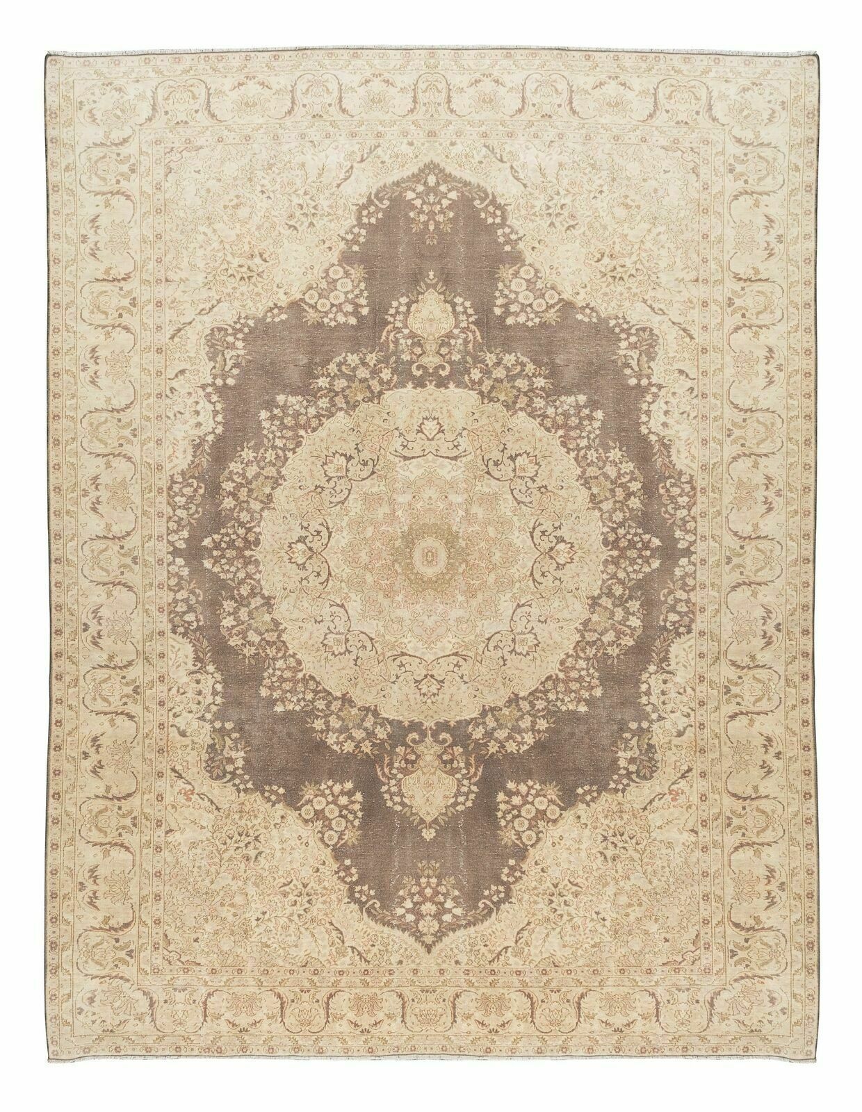 One Of A Kind Handmade Turkish Oushak Area Rug, Vintage Sun Faded Carpet