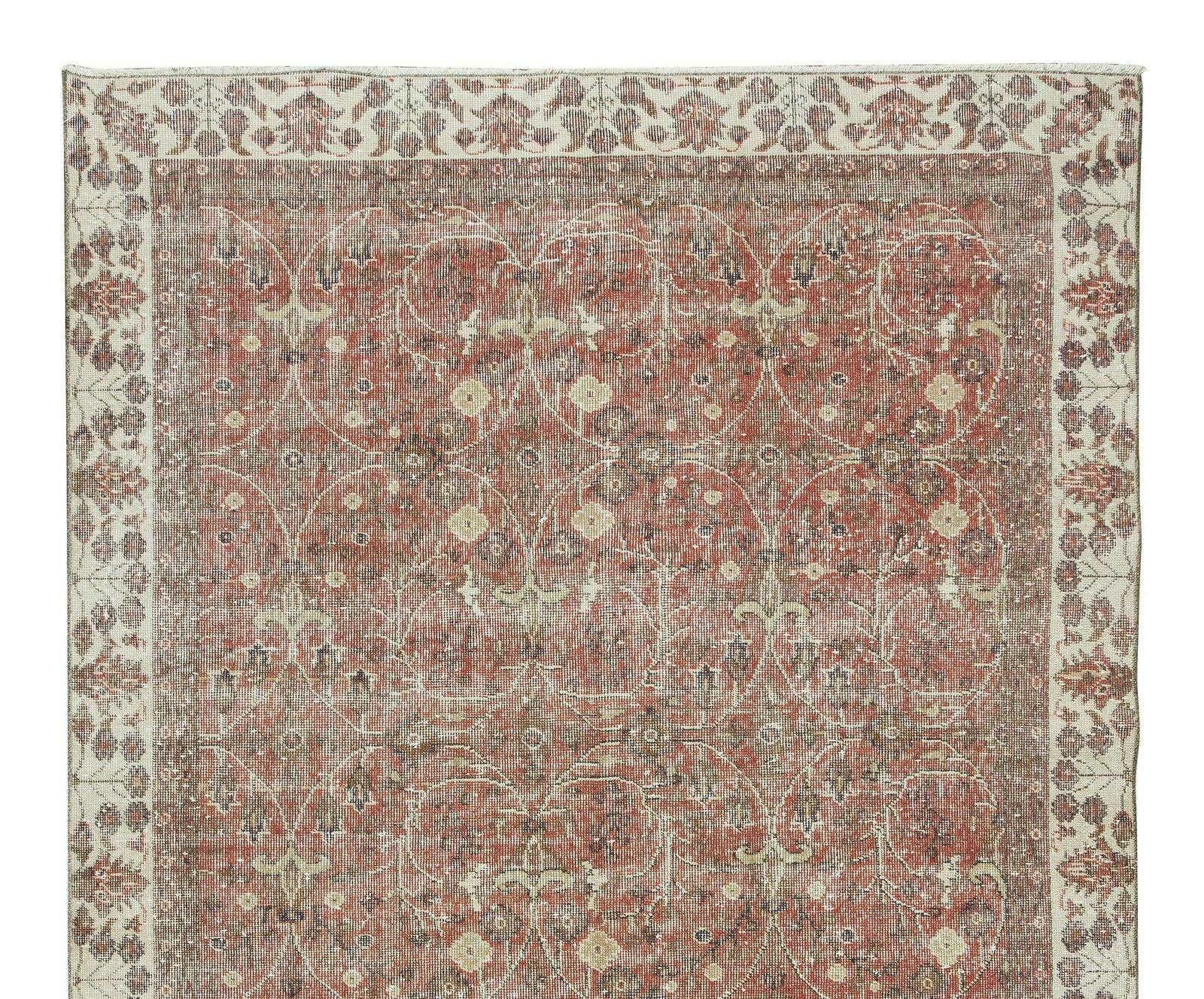 6x10 Ft Floral Pattern Floor Covering, Vintage Handmade Turkish Wool Area Rug photo Textiles