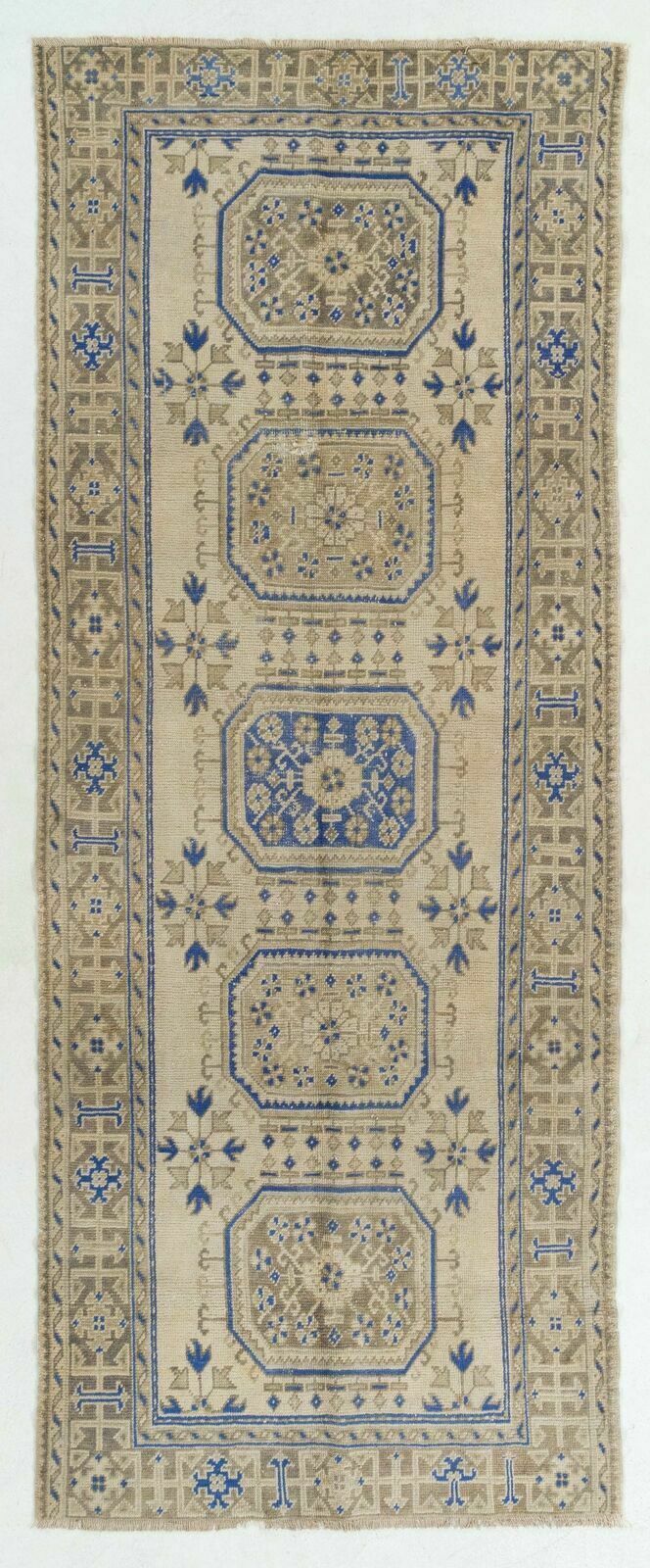 4.8x12 Ft Vintage Anatolian Oushak Runner Rug. Wool Hand Knotted Rug For Hallway