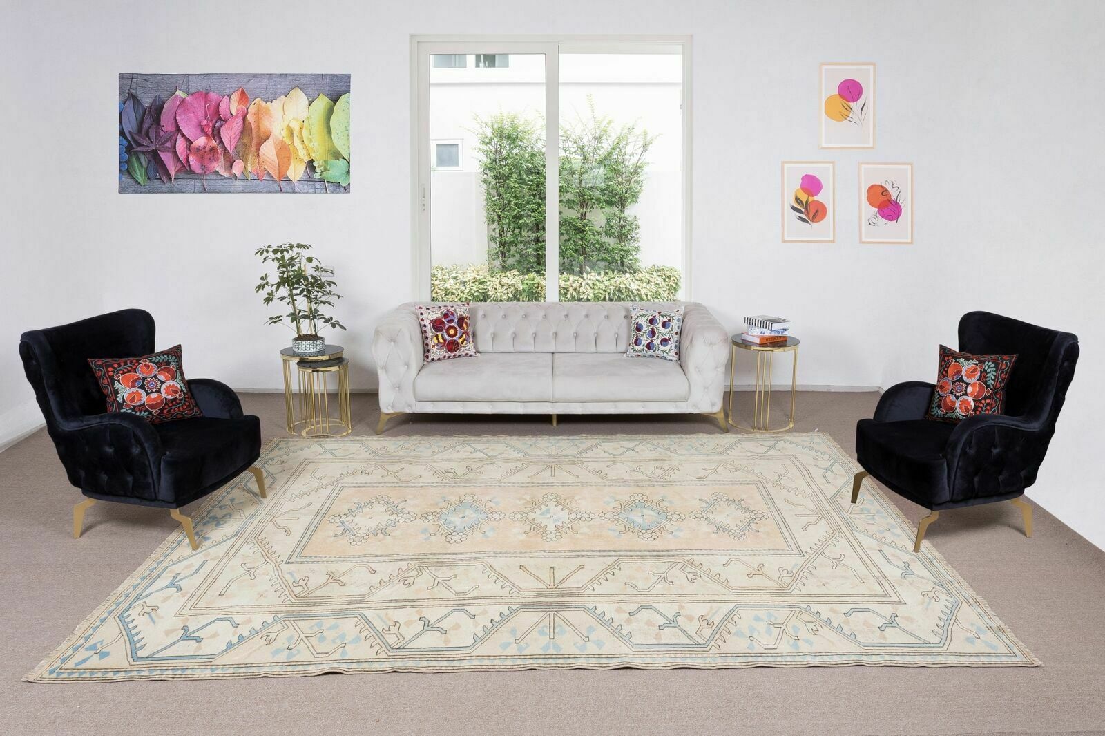 Hand Knotted Vintage Large Wool Rug From Turkey / Milas, 100% Wool photo furniture