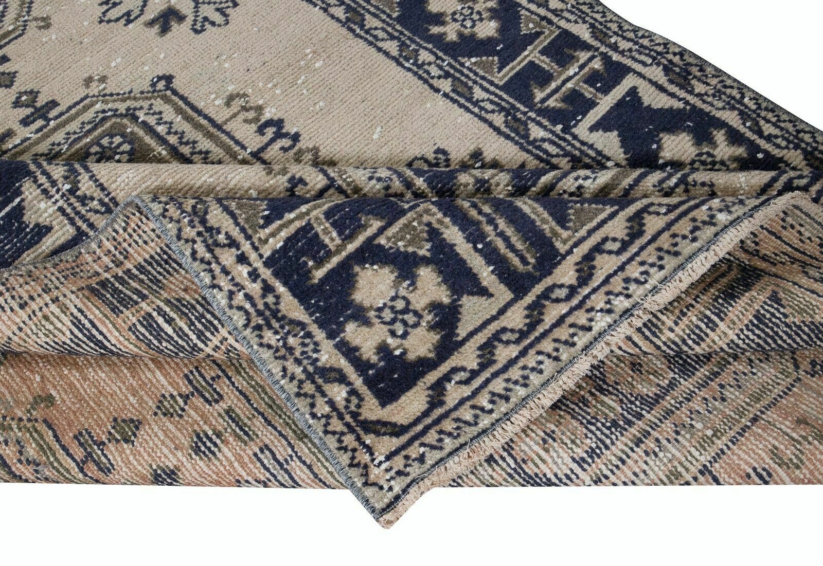 4.7x11.8 Ft Vintage Handmade Corridor Rug, Wide Hallway Runner, Stair Carpet photo for sale