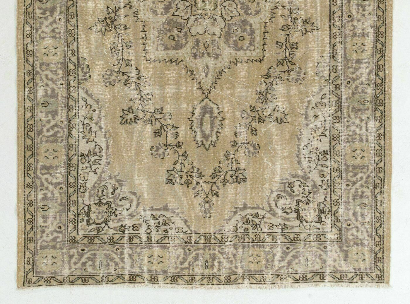 6.3x9.5 Ft Hand Knotted Vintage Turkish Area Rug With Medallion Design photo for sale