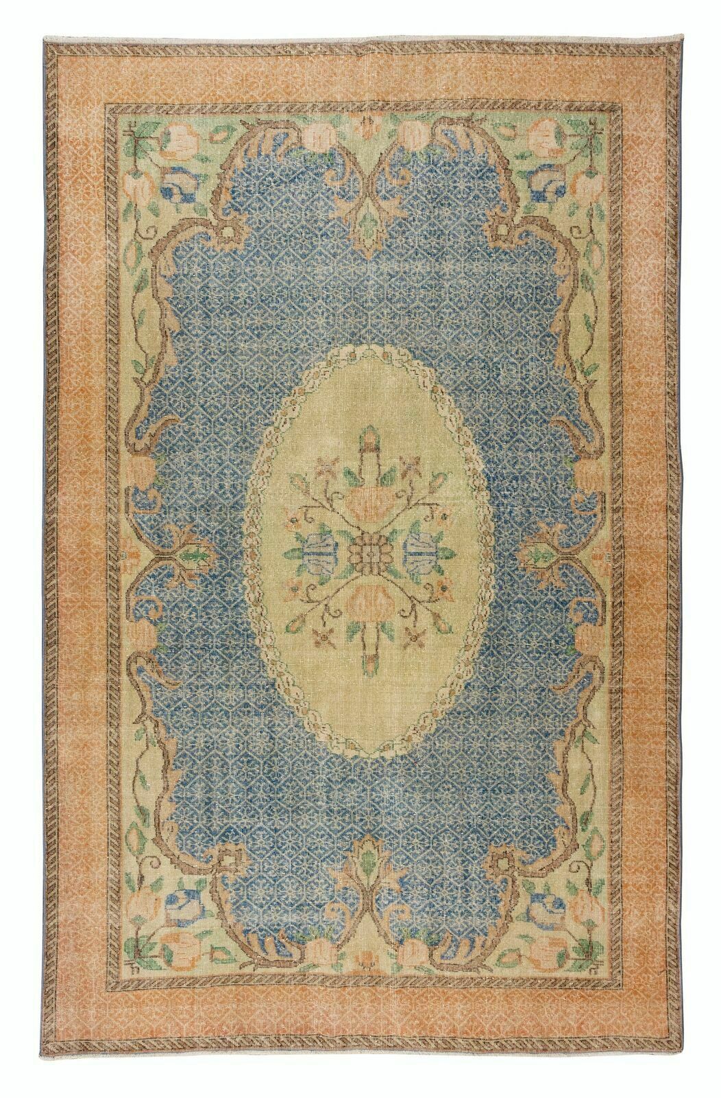 Mid 20th Century Hand Knotted Floral Turkish Wool Area Rug