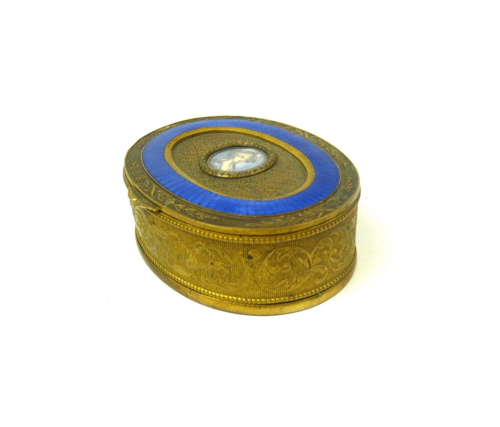 Original Art Nouveau Fire Gilded Jewelry Box Guilloche Enamel 1890 photo for sale