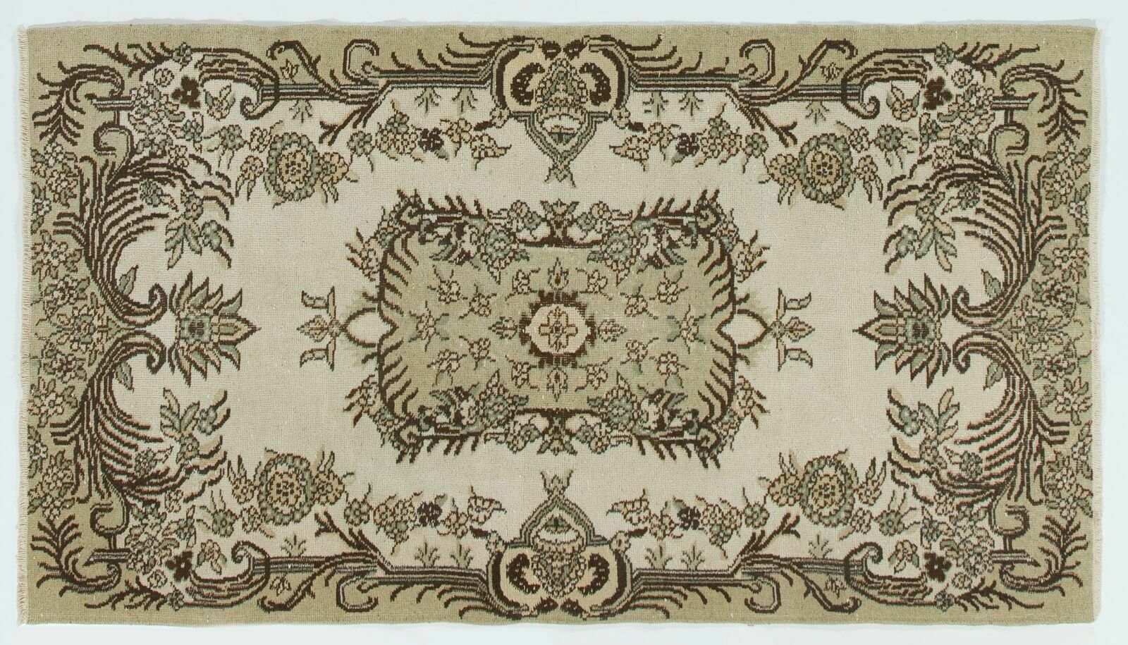 4x7 Ft Vintage Anatolian Oushak Rug. Hand Knotted Carpet With Medallion Design photo 310.0
