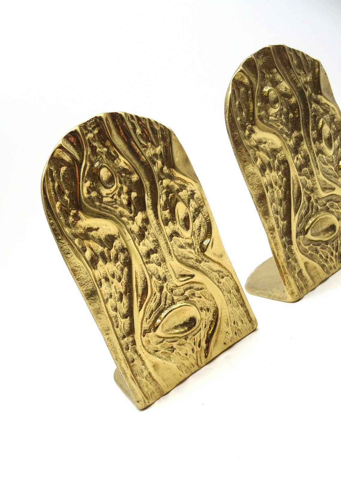 Austrian Brass Pair Bookends Artist Stamped Mid Century Brutalist Sculptures 1950 photo 499.0