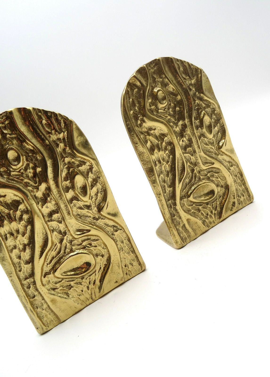 Austrian Brass Pair Bookends Artist Stamped Mid Century Brutalist Sculptures 1950 photo vinterior