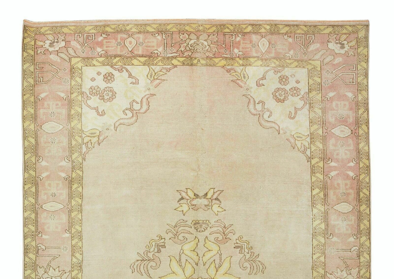 6.5x10 Ft Antique Washed Handmade Oushak Rug, Authentic 1960s Floor Covering photo Textiles