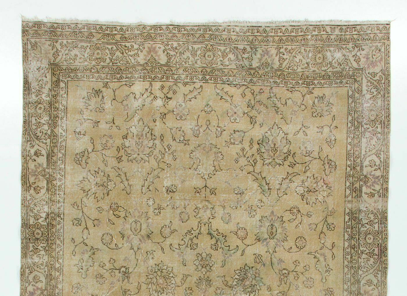 8x11.7 Ft Antique Washed Vintage Turkish Oushak Rug. Wool Carpet. Floor Covering photo furniture